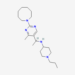 molecular formula C22H39N5 B5962111 N-{1-[2-(1-azocanyl)-4-methyl-5-pyrimidinyl]ethyl}-1-propyl-4-piperidinamine 