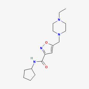molecular formula C16H26N4O2 B5962131 N-cyclopentyl-5-[(4-ethylpiperazin-1-yl)methyl]-1,2-oxazole-3-carboxamide 