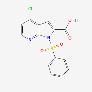 molecular formula C14H9ClN2O4S B596216 4-Chloro-1-(phenylsulfonyl)-1H-pyrrolo[2,3-b]pyridine-2-carboxylic acid CAS No. 1227268-65-6