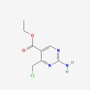 molecular formula C8H10ClN3O2 B596218 Ethyl 2-amino-4-(chloromethyl)pyrimidine-5-carboxylate CAS No. 1241670-13-2