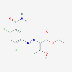 molecular formula C13H13Cl2N3O4 B5962220 ethyl (E)-2-[(5-carbamoyl-2,4-dichlorophenyl)diazenyl]-3-hydroxybut-2-enoate 