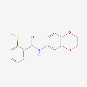 molecular formula C17H17NO3S B5962282 N-(2,3-dihydro-1,4-benzodioxin-6-yl)-2-(ethylsulfanyl)benzamide 