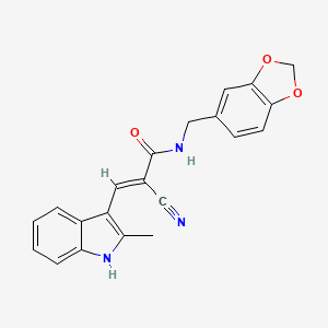 molecular formula C21H17N3O3 B5962313 N-(1,3-benzodioxol-5-ylmethyl)-2-cyano-3-(2-methyl-1H-indol-3-yl)acrylamide 