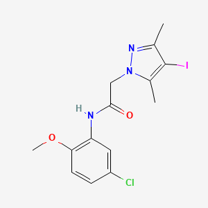 molecular formula C14H15ClIN3O2 B5962335 N-(5-chloro-2-methoxyphenyl)-2-(4-iodo-3,5-dimethyl-1H-pyrazol-1-yl)acetamide 