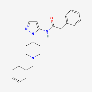 molecular formula C23H30N4O B5962345 N-{1-[1-(3-cyclohexen-1-ylmethyl)-4-piperidinyl]-1H-pyrazol-5-yl}-2-phenylacetamide 