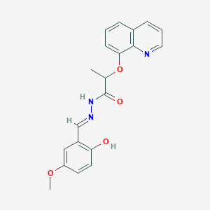 molecular formula C20H19N3O4 B5962432 N'-[(E)-(2-Hydroxy-5-methoxyphenyl)methylidene]-2-(quinolin-8-yloxy)propanehydrazide 