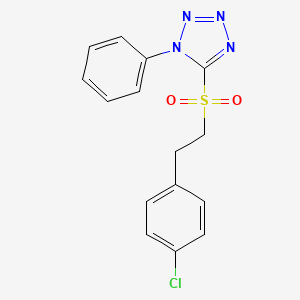 molecular formula C15H13ClN4O2S B596245 5-((4-Chlorophenethyl)sulfonyl)-1-phenyl-1H-tetrazole CAS No. 1372784-40-1