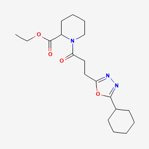 molecular formula C19H29N3O4 B5962504 Ethyl 1-[3-(5-cyclohexyl-1,3,4-oxadiazol-2-yl)propanoyl]piperidine-2-carboxylate 