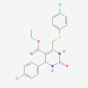 molecular formula C20H18Cl2N2O3S B5962583 ETHYL 4-(4-CHLOROPHENYL)-6-{[(4-CHLOROPHENYL)SULFANYL]METHYL}-2-OXO-1,2,3,4-TETRAHYDRO-5-PYRIMIDINECARBOXYLATE 