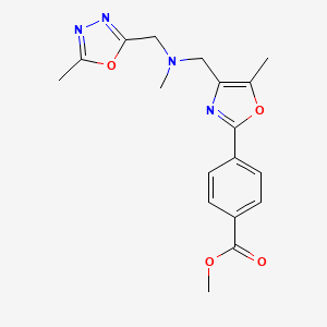 molecular formula C18H20N4O4 B5962597 Methyl 4-[5-methyl-4-[[methyl-[(5-methyl-1,3,4-oxadiazol-2-yl)methyl]amino]methyl]-1,3-oxazol-2-yl]benzoate 