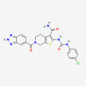 molecular formula C22H18ClN7O3S B596267 6-(1H-Benzo[d][1,2,3]triazole-5-carbonyl)-2-(3-(4-chlorophenyl)ureido)-4,5,6,7-tetrahydrothieno[2,3-c]pyridine-3-carboxamide CAS No. 1246965-91-2