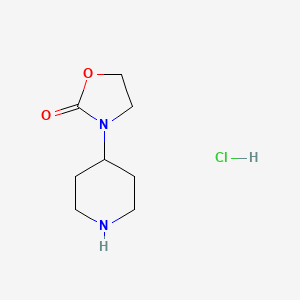 molecular formula C8H15ClN2O2 B596268 3-(Piperidin-4-yl)oxazolidin-2-one hydrochloride CAS No. 130818-98-3