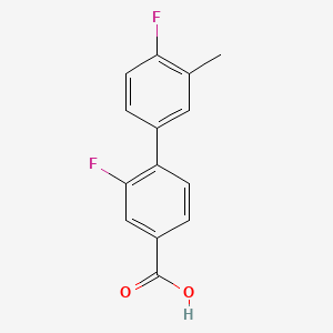 molecular formula C14H10F2O2 B596275 3-Fluoro-4-(4-fluoro-3-methylphenyl)benzoic acid CAS No. 1261926-23-1
