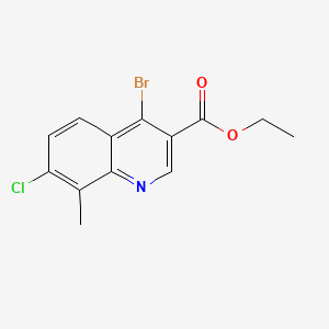 molecular formula C13H11BrClNO2 B596278 Ethyl 4-bromo-7-chloro-8-methylquinoline-3-carboxylate CAS No. 1242260-84-9