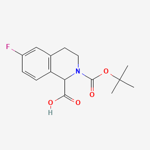 molecular formula C15H18FNO4 B596280 2-(tert-Butoxycarbonyl)-6-fluoro-1,2,3,4-tetrahydroisoquinoline-1-carboxylic acid CAS No. 1260644-27-6