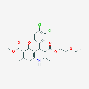 molecular formula C24H27Cl2NO6 B5962801 3-(2-Ethoxyethyl) 6-methyl 4-(3,4-dichlorophenyl)-2,7-dimethyl-5-oxo-1,4,5,6,7,8-hexahydroquinoline-3,6-dicarboxylate 
