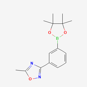 molecular formula C15H19BN2O3 B596289 5-Methyl-3-(3-(4,4,5,5-tetramethyl-1,3,2-dioxaborolan-2-yl)phenyl)-1,2,4-oxadiazole CAS No. 1256359-28-0
