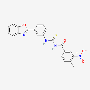 molecular formula C22H16N4O4S B5962893 N-{[3-(1,3-benzoxazol-2-yl)phenyl]carbamothioyl}-4-methyl-3-nitrobenzamide 