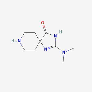 molecular formula C9H16N4O B596290 2-(Dimethylamino)-1,3,8-triazaspiro[4.5]dec-1-en-4-one CAS No. 1227465-49-7