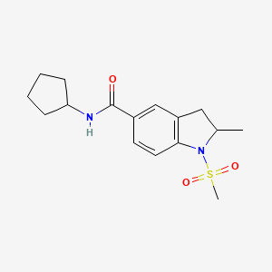molecular formula C16H22N2O3S B5962993 N-cyclopentyl-2-methyl-1-methylsulfonyl-2,3-dihydroindole-5-carboxamide 
