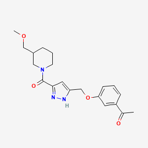 molecular formula C20H25N3O4 B5963322 1-[3-[[3-[3-(methoxymethyl)piperidine-1-carbonyl]-1H-pyrazol-5-yl]methoxy]phenyl]ethanone 