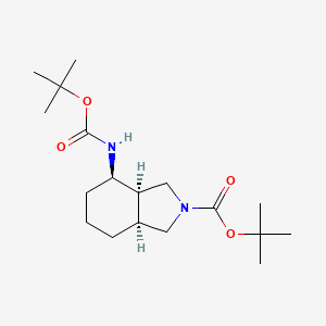 molecular formula C18H32N2O4 B596342 (3aR,4R,7aS)-tert-butyl 4-(tert-butoxycarbonylamino)hexahydro-1H-isoindole-2(3H)-carboxylate CAS No. 1251001-17-8