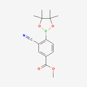 molecular formula C15H18BNO4 B596344 Methyl 3-cyano-4-(4,4,5,5-tetramethyl-1,3,2-dioxaborolan-2-yl)benzoate CAS No. 1258963-20-0