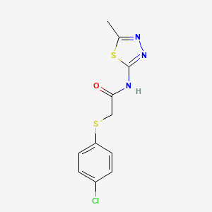 molecular formula C11H10ClN3OS2 B5963477 2-((4-chlorophenyl)thio)-N-(5-methyl-1,3,4-thiadiazol-2-yl)acetamide 