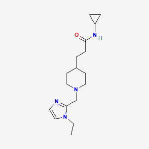 molecular formula C17H28N4O B5963557 N-cyclopropyl-3-[1-[(1-ethylimidazol-2-yl)methyl]piperidin-4-yl]propanamide 