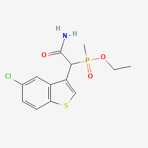 Ethyl (2-amino-1-(5-chlorobenzo[b]thiophen-3-yl)-2-oxoethyl)(methyl)phosphinate