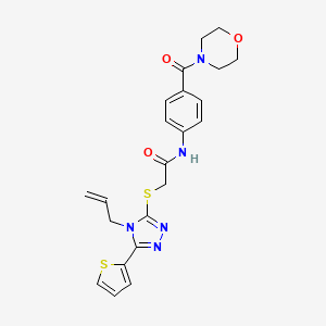molecular formula C22H23N5O3S2 B5963893 N-[4-(MORPHOLINE-4-CARBONYL)PHENYL]-2-{[4-(PROP-2-EN-1-YL)-5-(THIOPHEN-2-YL)-4H-1,2,4-TRIAZOL-3-YL]SULFANYL}ACETAMIDE 