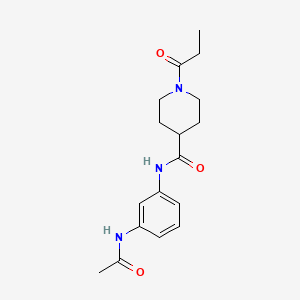 molecular formula C17H23N3O3 B5963903 N-(3-acetamidophenyl)-1-propanoylpiperidine-4-carboxamide 