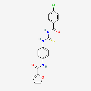 molecular formula C19H14ClN3O3S B5964103 N-[4-({[(4-chlorophenyl)carbonyl]carbamothioyl}amino)phenyl]furan-2-carboxamide 