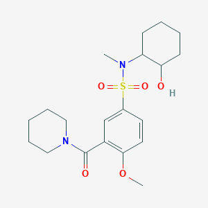 molecular formula C20H30N2O5S B5964225 N-(2-hydroxycyclohexyl)-4-methoxy-N-methyl-3-(piperidine-1-carbonyl)benzenesulfonamide 