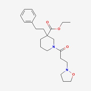 molecular formula C22H32N2O4 B5964453 Ethyl 1-[3-(1,2-oxazolidin-2-yl)propanoyl]-3-(2-phenylethyl)piperidine-3-carboxylate 