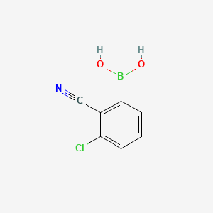 molecular formula C7H5BClNO2 B596455 3-Chloro-2-cyanophenylboronic acid CAS No. 1217500-67-8