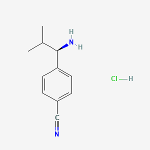 molecular formula C11H15ClN2 B596462 (R)-4-(1-Amino-2-methylpropyl)benzonitrile hydrochloride CAS No. 1213584-51-0