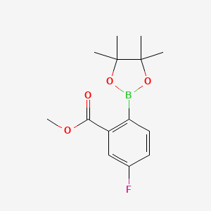 molecular formula C14H18BFO4 B596481 Methyl 5-fluoro-2-(4,4,5,5-tetramethyl-1,3,2-dioxaborolan-2-yl)benzoate CAS No. 1293284-58-8