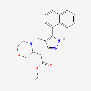 molecular formula C22H25N3O3 B5964990 ethyl 2-[4-[(5-naphthalen-1-yl-1H-pyrazol-4-yl)methyl]morpholin-3-yl]acetate 