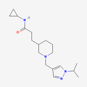 molecular formula C18H30N4O B5965060 N-cyclopropyl-3-[1-[(1-propan-2-ylpyrazol-4-yl)methyl]piperidin-3-yl]propanamide 