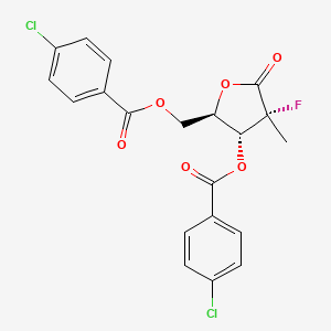 molecular formula C20H15Cl2FO6 B596508 ((2R,3R,4R)-3-((4-Chlorobenzoyl)oxy)-4-fluoro-4-methyl-5-oxotetrahydrofuran-2-yl)methyl 4-chlorobenzoate CAS No. 1294481-79-0