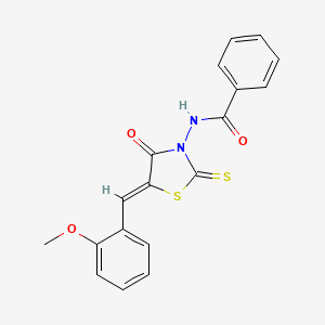 molecular formula C18H14N2O3S2 B5965092 N-[(5Z)-5-(2-methoxybenzylidene)-4-oxo-2-thioxo-1,3-thiazolidin-3-yl]benzamide 