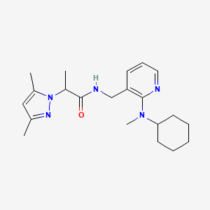 molecular formula C21H31N5O B5965121 N-[[2-[cyclohexyl(methyl)amino]pyridin-3-yl]methyl]-2-(3,5-dimethylpyrazol-1-yl)propanamide 