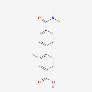 molecular formula C17H17NO3 B596524 4'-(Dimethylcarbamoyl)-2-methyl-[1,1'-biphenyl]-4-carboxylic acid CAS No. 1261915-37-0