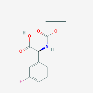 molecular formula C13H16FNO4 B596529 (S)-2-(Tert-butoxycarbonylamino)-2-(3-fluorophenyl)acetic acid CAS No. 1228542-64-0