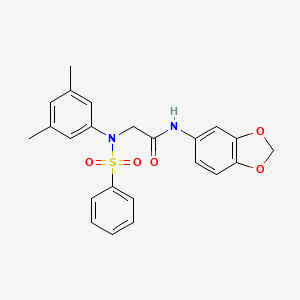 molecular formula C23H22N2O5S B5965452 2-[N-(benzenesulfonyl)-3,5-dimethylanilino]-N-(1,3-benzodioxol-5-yl)acetamide 