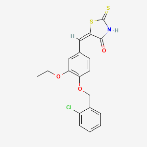 molecular formula C19H16ClNO3S2 B5965490 (5E)-5-({4-[(2-CHLOROPHENYL)METHOXY]-3-ETHOXYPHENYL}METHYLIDENE)-2-SULFANYLIDENE-1,3-THIAZOLIDIN-4-ONE 