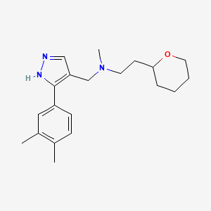 molecular formula C20H29N3O B5965516 N-[[5-(3,4-dimethylphenyl)-1H-pyrazol-4-yl]methyl]-N-methyl-2-(oxan-2-yl)ethanamine 