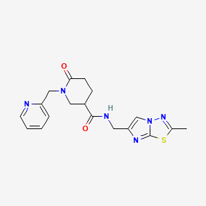 molecular formula C18H20N6O2S B5965679 N-[(2-methylimidazo[2,1-b][1,3,4]thiadiazol-6-yl)methyl]-6-oxo-1-(pyridin-2-ylmethyl)piperidine-3-carboxamide 