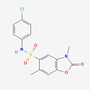 molecular formula C15H13ClN2O4S B596575 N-(4-chlorophenyl)-3,6-dimethyl-2-oxo-2,3-dihydrobenzo[d]oxazole-5-sulfonamide CAS No. 1254706-36-9